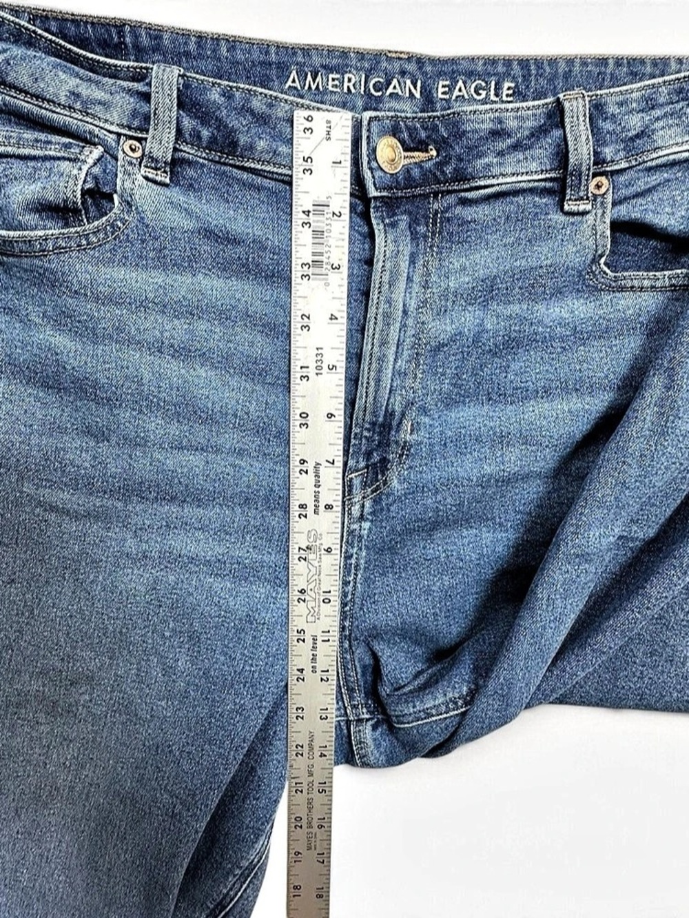 American Eagle Mom Jean Women 16 Regular High Rise Stretch Medium Wash Jeans - Picture 9 of 11